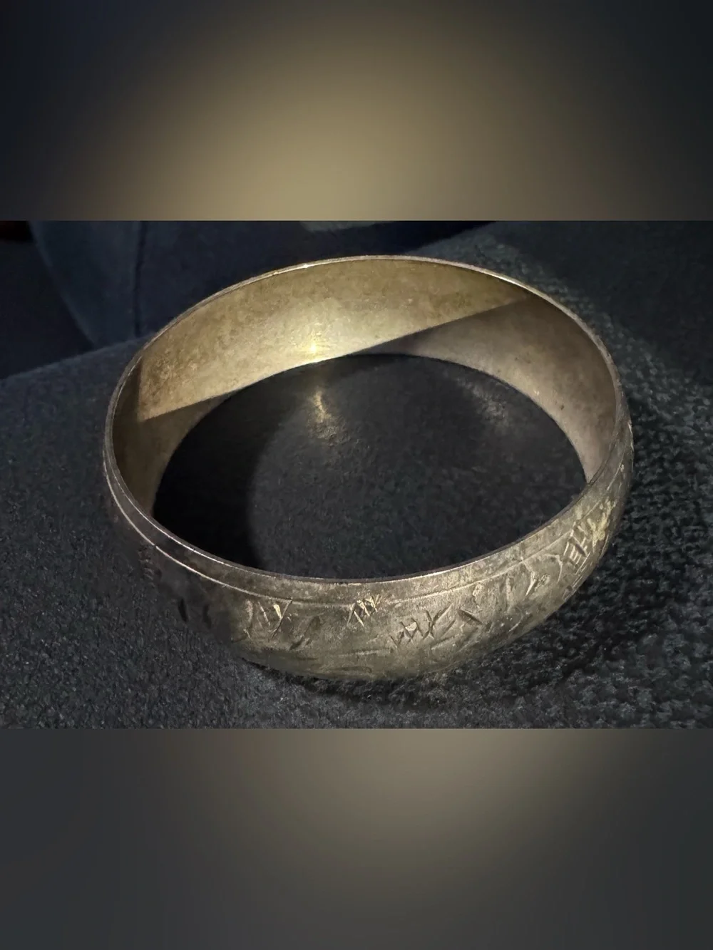 Etched Silver-Tone Bangle Bracelet